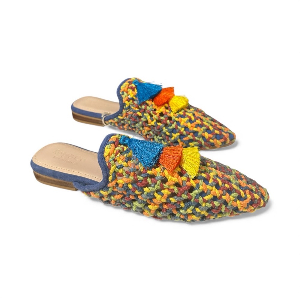 Rag & Co Colorful Handcrafted Slippers, Size 9 NWT